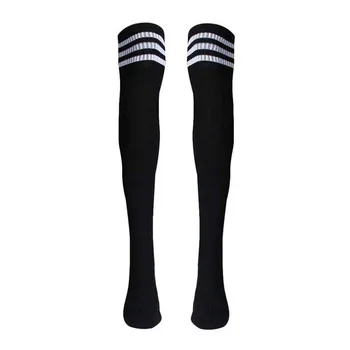 1 Pár Stehna Vysoké Ponožky Nad Kolená Dievčatá Futbal Ponožky (Black) 1