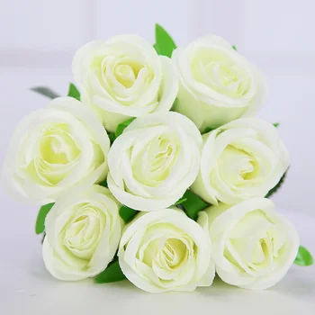 (10pcs/Lot) Béžová Čerstvé ruže Umelého hodvábu Kvetov Skutočný Dotyk ruže, Kvety, Domáce dekorácie pre Svadobné Party alebo Narodeniny 1