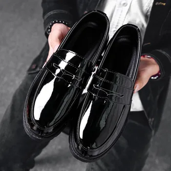 2020 jarné pánske topánky prírodná koža značky módny trend nepremokavé non-slip bežné jednoduché čierne topánky bez šnúrok mokasíny 1