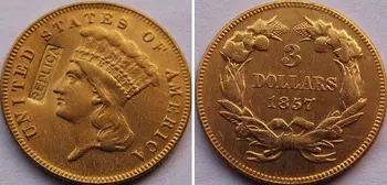 $ 3 zlaté mince 1857 kópie mincí 1