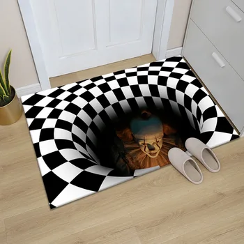 3D Klaun Pasce Vizuálnej Koberec, Obývacia Izba, Spálňa Čaj Stôl Mat Geometrie Ilúzie Mat Koberec na Dvere Spálne Mat Vstup Horor Koberec 1