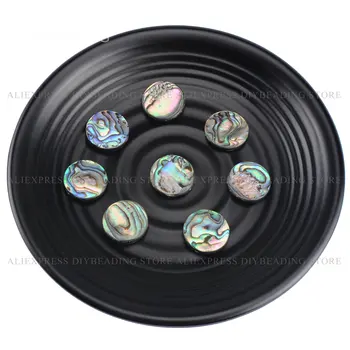 4-50 Ks Prírodné Abalone Shell Kolo Disk Mince Korálky pre Šperky Výrobu Ploché Tlačidlo Späť Dištančné Korálky Väčšinu Veľkoobchod(Bočný Otvor) 1