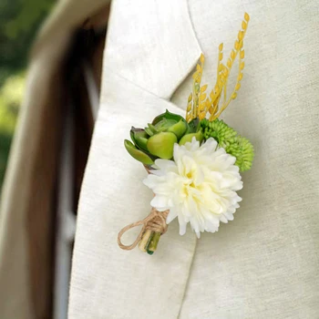 4pcs ! biela + zelená farba umelého šťavnaté kvetinové svadobné Nevesty boutonniere svadba nevesta Hosť corsage pre svadobné party 1
