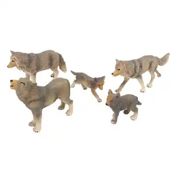 5 Ks Simulácia Vlk zvierat Sibírsky vlk kráľ model nastaviť vlk kráľ mláďa muž vlk žena vlk pevné statické hračky 1