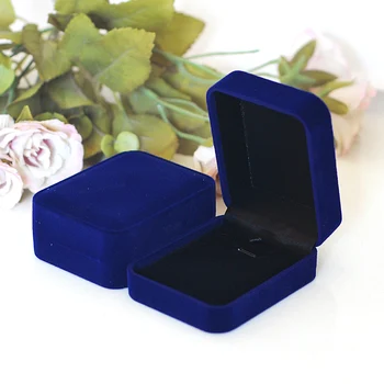 7.8x6x3.1 cm Pravouhlé Velvet Šperky Box Modré Náušnice, Prsteň Náramok, Náhrdelník Displej Kráľovskú Svadbu Darčeka Prípade Skladovania 1