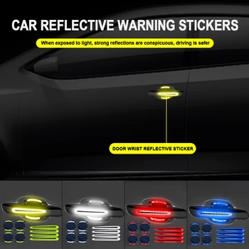 8Pcs/Súbor Univerzálnej 3D Carbon Fiber Dvere Auta Rukoväť Nálepky voči Poškriabaniu Nálepky Vozidlo Bezpečnostné Reflexné Pásy Auto Samolepky 1