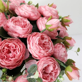 9 Hláv 30 cm Hodváb Ruže, Pivónia Kyticu Umelých Kvetov DIY Svadobné Domov Záhradné Dekorácie Falošné Kvety 1
