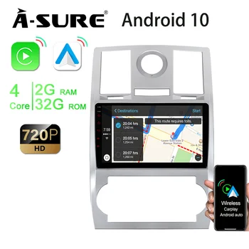 A-Istý 2 Din 9-Palcový autorádia Bezdrôtový Android Auto CarPlay 1280*720 IPS DSP BT, WIFI, GPS Navigácia Pre Chrysler 300C 2005-2010