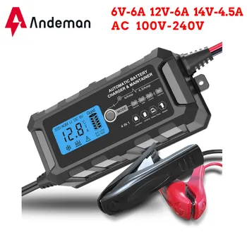 Andeman 6V-6A 12V-6A 14V-4.5 A LCD Smart Rýchle Auto Nabíjačka AC 100V-240V pre autobatérií Silný Oprava Nabíjania