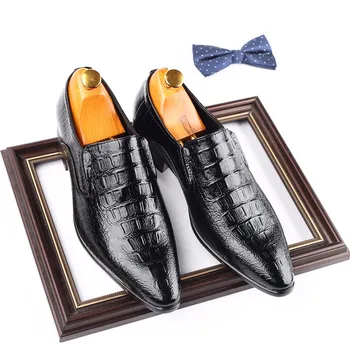 British Business Bežné Mužov Topánky Krokodíla Dizajn Ukázal Prst Formálne Šaty, Topánky Na Jar Mokasíny Svadobné Office Kožené Oxfords
