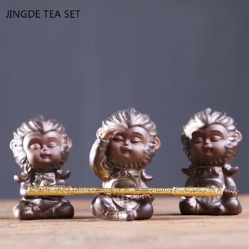 Chinese Purple Hliny Čaj Pet Opičí Kráľ Model Ornament Tvorivosti Domov Zen Dekorácie, Ručne Vyrábané Čajový Obrad Príslušenstvo