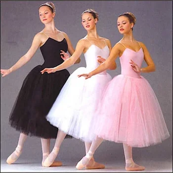 Dospelých Romantický Balet Tutu Nácvik Praxi Sukne Swan Kostým pre Ženy Dlho Tylu Šaty Biela, ružová, čierna farba, Balet Nosenie 1