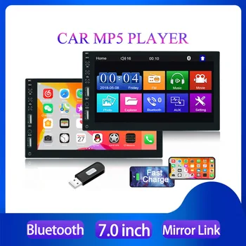 ESSGOO 7 palcový autorádio 1 2 Din Din Multimediálny MP5 Prehrávač Carplay Android Auto 2 USB AM, FM, Bluetooth, SD, AUX V Aute Autoradio