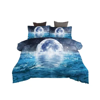 Euro 3D Vytlačené posteľná bielizeň Nastaviť Pláž Ocean Scenérie Perinu Polyester Kráľovná King Size Cumlík Stanovuje Jednotný Manželská Posteľ Oblečenie 1