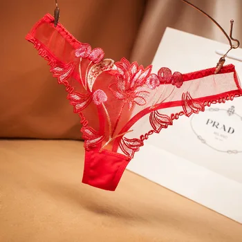 Európske A Americké Oka plne Transparentný Výšivky Sexy dámske Nohavičky Pokušenie T Nohavice Dámske Tangá 1