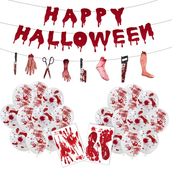 Halloween Dekorácie Horor Mŕtvola S Zlomené Ruky a Nohy, Krv Nôž a Vlajky, Balón Tortu Vložte Kartu Halloween Party 1