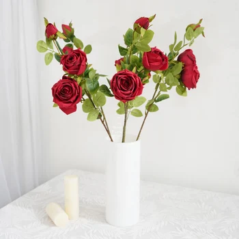 Home Decor Umelé Ruže Simulácia Kvety, Svadobné, Vianočné Dekorácie Izby Krytý Stola Ozdoby Tvorivé Nordic Dary 1