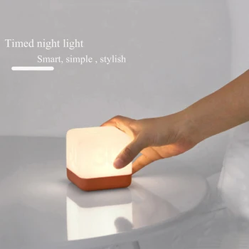 Kreatívne LED Nočné Svetlo Jednoduché Moderné Flip Načasovanie Nočné Svetlo USB Kocka Malá Stolná Lampa Prenosná Úspory Energie Spánku Svetlo 1