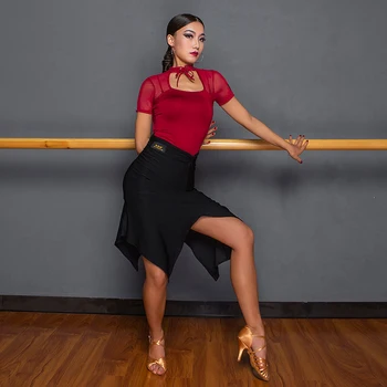 Latinskej Tanca Topy Ženy, Nový Stand-Up Golier Moderného Tanca, Blúzky, latinská Súťaže Praxi Oblečenie latinské Tanečné Kostýmy SL2794 1