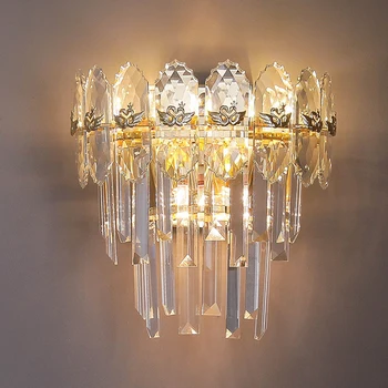 Luxusné Foyer Crystal Nástenné Svietidlá Moderného Swan Sconce AC110v 220V Lesk Cristal Spálňa Lampa Koridoru Deco 1