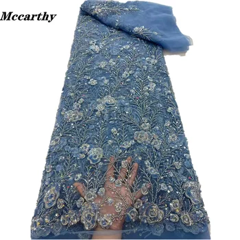 Mccarthy Kvalitnú Módu 2022 Afriky Tylu, Vyšívané Čipky Textílie S Flitrami Korálky Pre Svadobné Šaty Strany Šitie 1