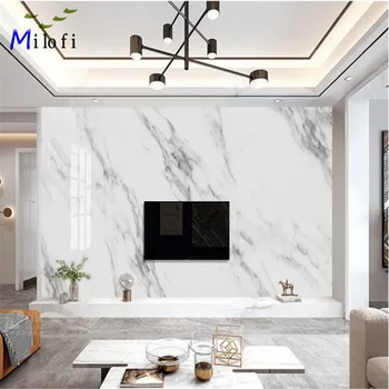 Milofi prispôsobené veľké 3D tlač tapety nástenná maľba atmosféru jednoduché jazz biely sivý mramor pozadí na stenu 1