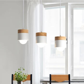 Moderné Domáce Dekorácie LED Luster Nordic Minimalistický Macaron Drevo tube multi-color Interiér závesné svetlo dekoračné Prívesok 1