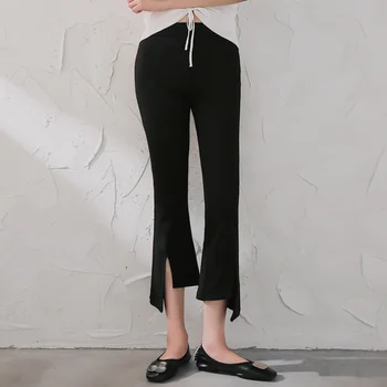 Na jar a v lete micro horela nohavice split bežné nohavice vysoký pás elastickej módne bežné Capris 1