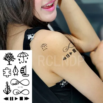 Nepremokavé Dočasné Tetovanie Nálepky Strom Dáždnik Šípku Kotva Číslo 8 Loď Prvky Flash Tetovanie Falošné Tatto Art pre Ženy Muži 1