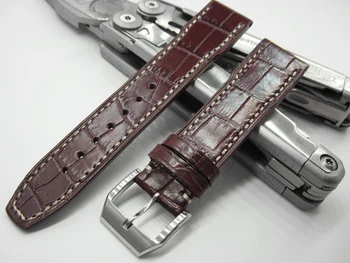 Nové Upscale Alligator kožený remienok vysoko kvalitné hodinky pás Handmade náramok Teľacina watchbands pin pracka, kožené pútko 20 mm