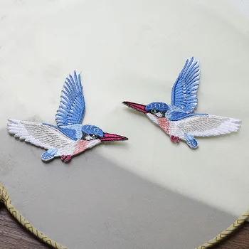 Nový Lietajúci Rybárik Symetria Vták Škvrny Žehlička Na Patch pre Oblečenie, Vyšívané Appliques Oblečenie Nálepky