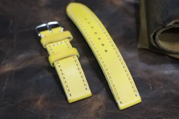 Originálne Kožené Hodinky Remienok Watchband 20 mm vintage Business Casual Štýl žltá Mužov Náramok Náhradné príslušenstvo hodinky 1