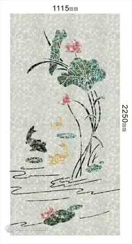 Prispôsobený ručné mozaikové umenie perleť mozaikové dlaždice umenie, nástenné maľby v interiéri domu dekorácie lotus vzor 1