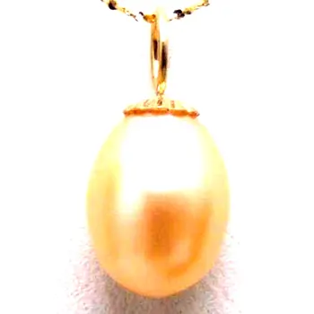 Qingmos 8-10 mm Drop Prírodné Sladkovodné Pink Pearl Náhrdelník Prívesok pre Ženy s 14 karátového Zlata Reťaz 16
