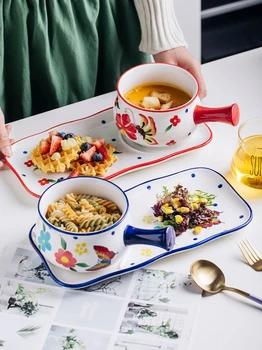 Raňajky jedál s rukoväťou jedného tvorivého vyhovovali domácnosti Japonský web celebrity keramické doplnky, jeden krásny potravín riad 1