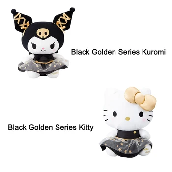 Sanrio Kawaii Kuromi Hello Kitty Plyšové Hračky Mäkké, Vypchaté Bábiky Plushie Anime Čierne Zlato Hračka pre Deti Narodeniny, Vianočné Darčeky