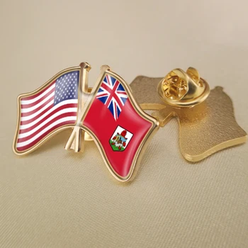 Spojené Štáty Americké a Bermudy Prešiel Dvakrát Priateľstvo Vlajky Preklopke Kolíky Brošňa Odznaky 1