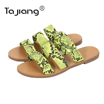 Ta Jiang New Pohodlie Módne Papuče Žien Roman Hadí Vzor Plážové Sandále Európskych a Amerických Veľké Veľkosti, Ploché Dno 1