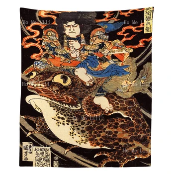 Tradičné Japonské Umenie Ukiyoe Človek Jazdí Na obrovský Oheň-dýchať Ropucha Tým, že Ho Ma Lili Gobelín Dizajnér Izba Príslušenstvo