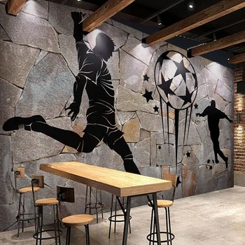 Vlastné Foto Tapety Retro Tehlovej Steny Ručne maľované Futbal nástenné Maľby Reštaurácia, Kaviareň a Bar Pozadí Steny Dekor Tvorivé Fresky 1