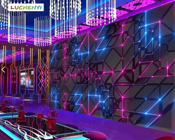 Vlastné pohode neon tech geometrie abstraktné 3d tapeta,Obývacia Izba tv stena Spálne domova KTV bar nástenná maľba 1