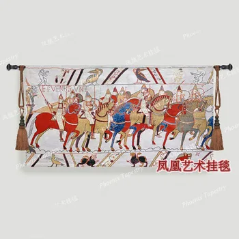 Vojaci vyrazili stene visí gobelín 80*139cm Bavlna bytový textil deco Tém Gobelín Tapisserie Arazzo medievale H169 1