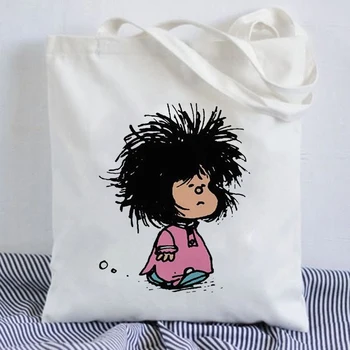 Vtipné Mafalda Shopper Tašky, Nákupné Tašky Tote Bag Taška Cez Rameno Plátno Tašky Veľkú Kapacitu Cartoon Kabelka,Drop Shipping 1