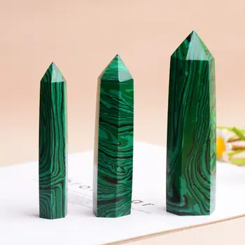 Vysoko Kvalitné Prírodné Zelený Malachit Crystal Wands Bod Populárne Leštenie Plavidlá Čakier Liečivé Kamene Domáce Dekorácie Gem 1