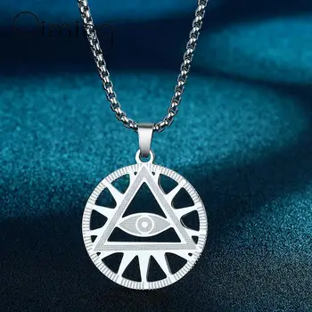 Z Nehrdzavejúcej Ocele Všetko Vidieť-Oko Ženy Náhrdelník Amulet Of Providence Illuminati Pyramídy Prívesok Náhrdelník Mužov  1
