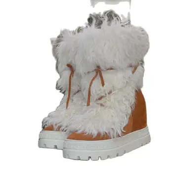 Zimné Najnovšie Ovčej Kožušiny, Kožené Snowboots Ženy Teplý Štart 2022 Hrubé Platformu Dlhé Jazdecké Topánky, Topánky 1