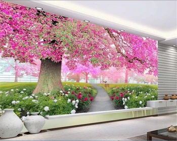 beibehang abstraktných de parede 3D TV nastavenie steny v kvet a more čerešňový kvet stromu tapety na steny papier peint 1