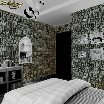 beibehang abstraktných de parede 3d anglickej abecedy Plastický čierna Tapeta Roll pre obývacia izba KTV Bar Cafe stena papiere domova 1