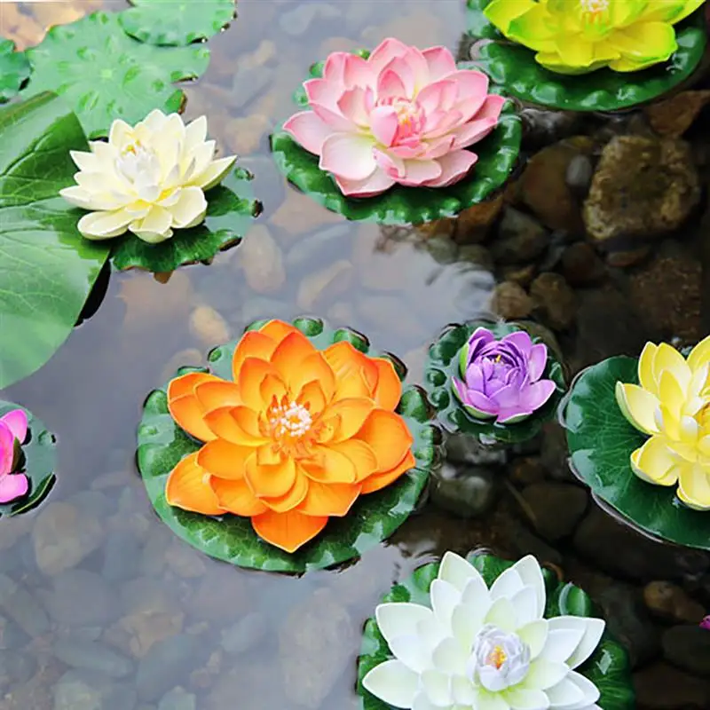 12PCS Simulácia Lotus lekna Umelé Lotosový Kvet Tvorivé Falošné Kvet Plávajúce Kvet Pre Rybníka Domov Záhradné Dekorácie Obrázok 3