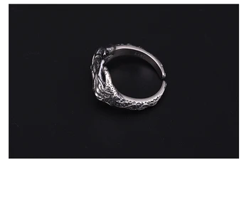 100% 925 silver Kostra-ruky krúžok reálneho čistého striebra Láska krúžok PUNK Šperky resizable Unisex krúžok 2